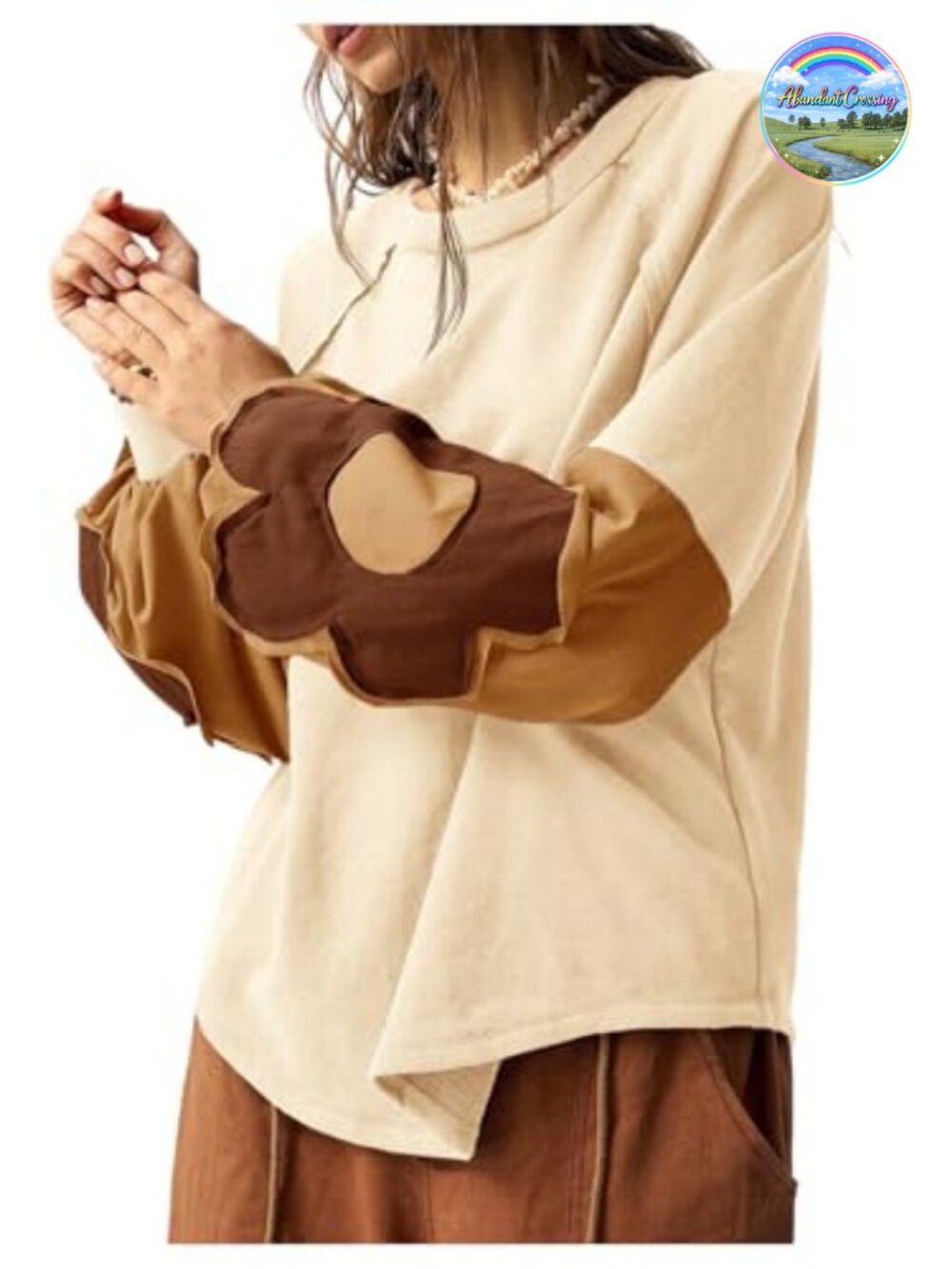Oversized Crewneck Sweatshirt Drop Shoulder Long Sleeve Pullover Casual Boho